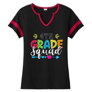 4th Grade Squad Team Back To School Teacher Student Ladies Halftime Notch Neck Tee