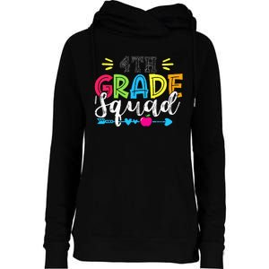 4th Grade Squad Team Back To School Teacher Student Womens Funnel Neck Pullover Hood