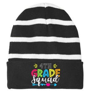 4th Grade Squad Team Back To School Teacher Student Striped Beanie with Solid Band