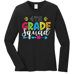 4th Grade Squad Team Back To School Teacher Student Ladies Long Sleeve Shirt