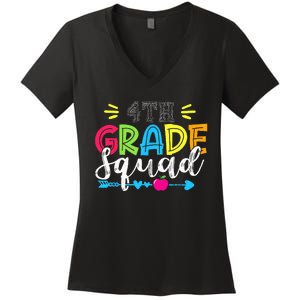 4th Grade Squad Team Back To School Teacher Student Women's V-Neck T-Shirt