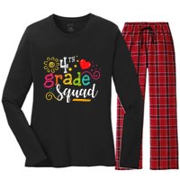 4th Grade Squad Student Teacher Gift Back To School Women's Long Sleeve Flannel Pajama Set 