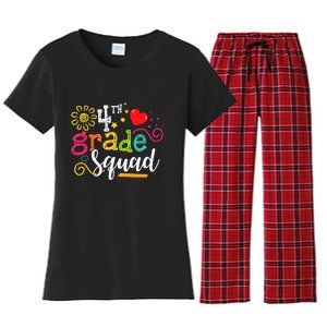 4th Grade Squad Student Teacher Gift Back To School Women's Flannel Pajama Set