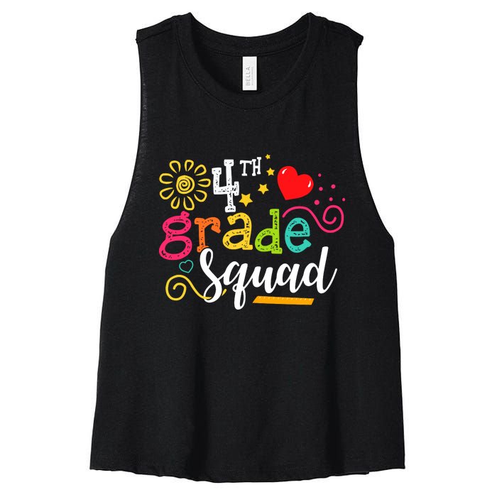 4th Grade Squad Student Teacher Gift Back To School Women's Racerback Cropped Tank