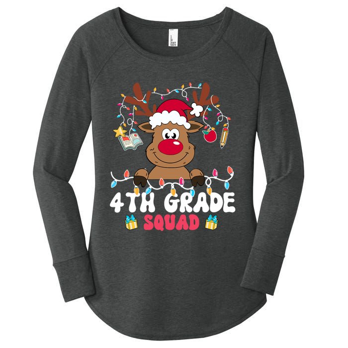 4th Grade Squad Reindeer Christmas Fourth Grade Teacher Xmas Women's Perfect Tri Tunic Long Sleeve Shirt