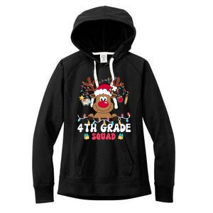 4th Grade Squad Reindeer Christmas Fourth Grade Teacher Xmas Women's Fleece Hoodie