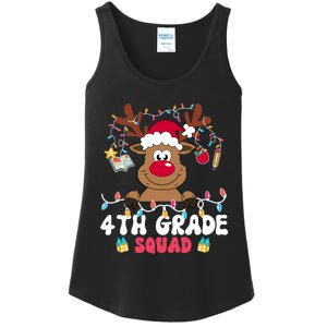 4th Grade Squad Reindeer Christmas Fourth Grade Teacher Xmas Ladies Essential Tank