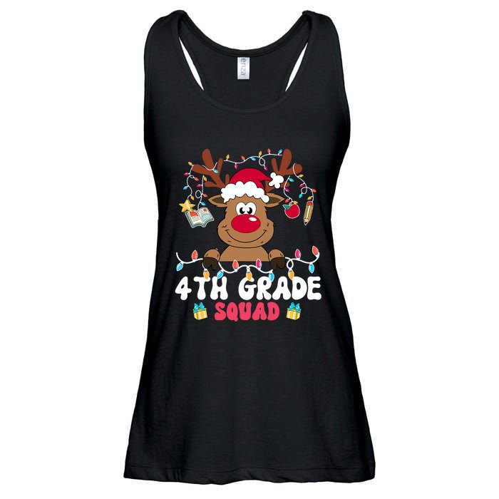 4th Grade Squad Reindeer Christmas Fourth Grade Teacher Xmas Ladies Essential Flowy Tank