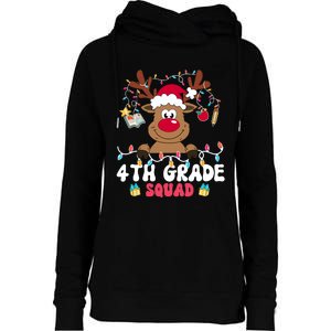 4th Grade Squad Reindeer Christmas Fourth Grade Teacher Xmas Womens Funnel Neck Pullover Hood