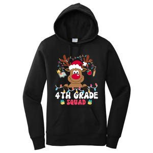 4th Grade Squad Reindeer Christmas Fourth Grade Teacher Xmas Women's Pullover Hoodie