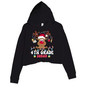 4th Grade Squad Reindeer Christmas Fourth Grade Teacher Xmas Crop Fleece Hoodie