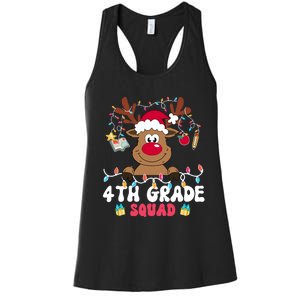 4th Grade Squad Reindeer Christmas Fourth Grade Teacher Xmas Women's Racerback Tank