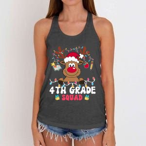 4th Grade Squad Reindeer Christmas Fourth Grade Teacher Xmas Women's Knotted Racerback Tank