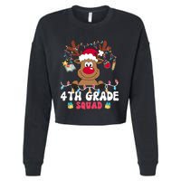 4th Grade Squad Reindeer Christmas Fourth Grade Teacher Xmas Cropped Pullover Crew