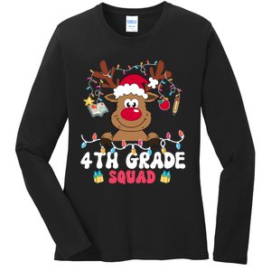 4th Grade Squad Reindeer Christmas Fourth Grade Teacher Xmas Ladies Long Sleeve Shirt