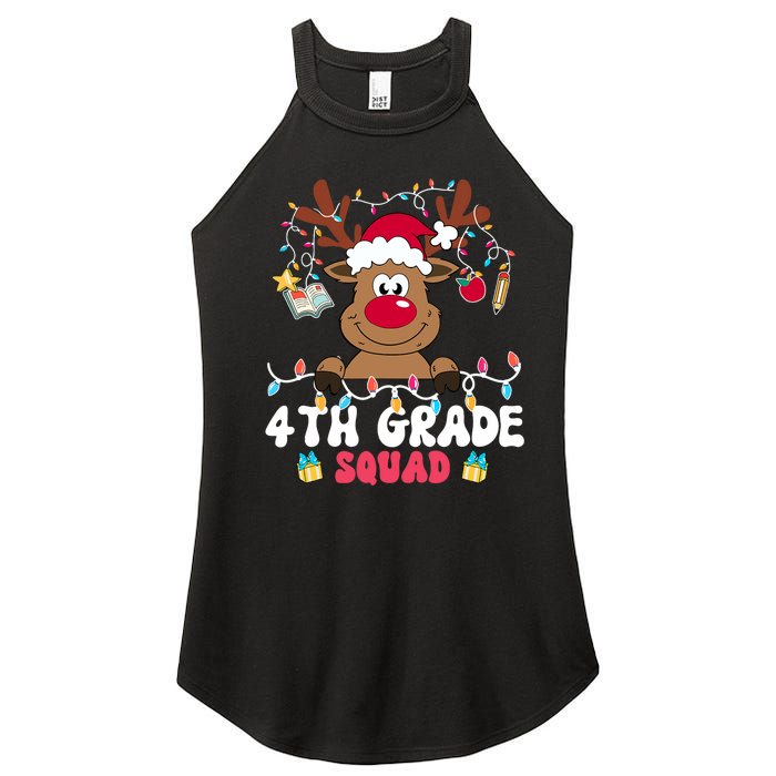 4th Grade Squad Reindeer Christmas Fourth Grade Teacher Xmas Women's Perfect Tri Rocker Tank