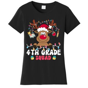 4th Grade Squad Reindeer Christmas Fourth Grade Teacher Xmas Women's T-Shirt