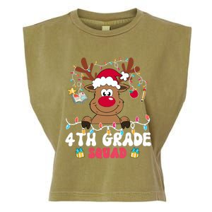 4th Grade Squad Reindeer Christmas Fourth Grade Teacher Xmas Garment-Dyed Women's Muscle Tee