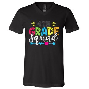 4th Grade Squad Team Back To School Teacher Student V-Neck T-Shirt