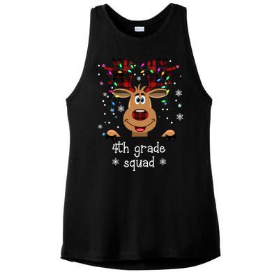 4th Grade Squad Reindeer Christmas Ladies PosiCharge Tri-Blend Wicking Tank