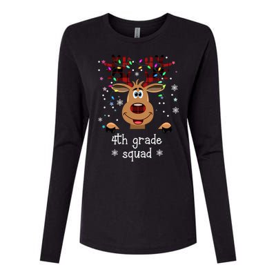 4th Grade Squad Reindeer Christmas Womens Cotton Relaxed Long Sleeve T-Shirt