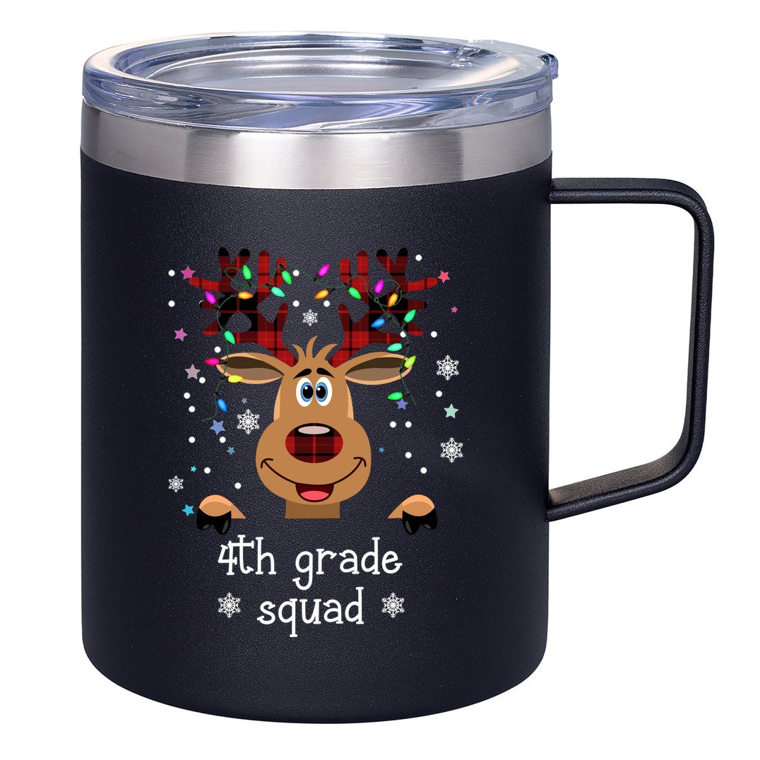 4th Grade Squad Reindeer Christmas 12oz Stainless Steel Coffee Mug