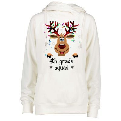 4th Grade Squad Reindeer Christmas Womens Funnel Neck Pullover Hood