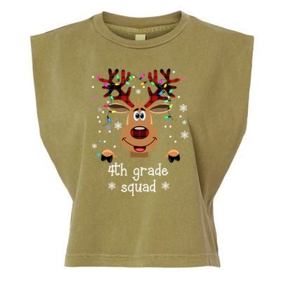 4th Grade Squad Reindeer Christmas Garment-Dyed Women's Muscle Tee