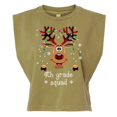 4th Grade Squad Reindeer Christmas Garment-Dyed Women's Muscle Tee