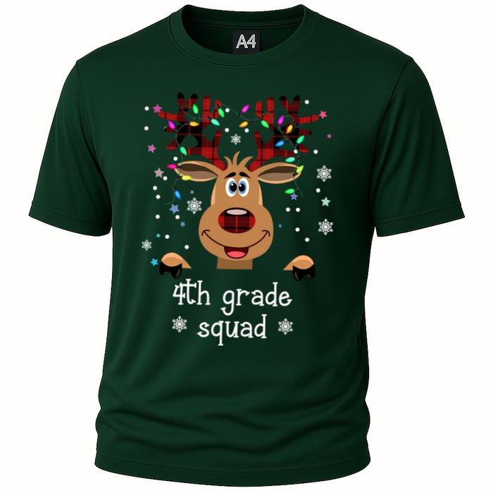 4th Grade Squad Reindeer Christmas Cooling Performance Crew T-Shirt