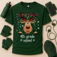 4th Grade Squad Reindeer Christmas Cooling Performance Crew T-Shirt
