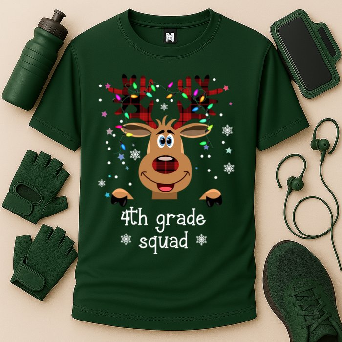 4th Grade Squad Reindeer Christmas Cooling Performance Crew T-Shirt