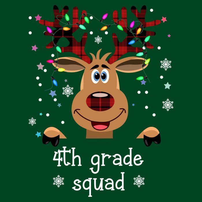 4th Grade Squad Reindeer Christmas Cooling Performance Crew T-Shirt