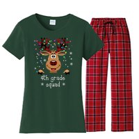 4th Grade Squad Reindeer Christmas Women's Flannel Pajama Set