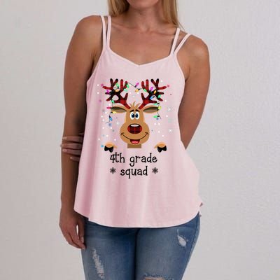 4th Grade Squad Reindeer Christmas Women's Strappy Tank