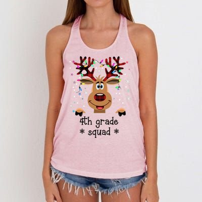 4th Grade Squad Reindeer Christmas Women's Knotted Racerback Tank