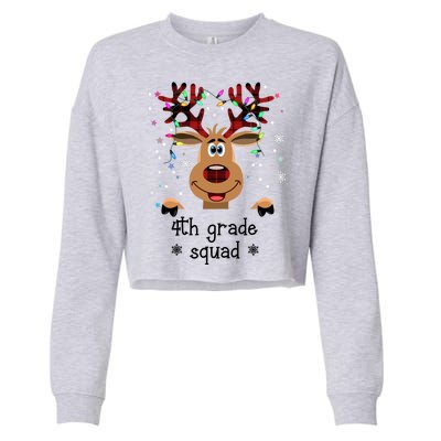 4th Grade Squad Reindeer Christmas Cropped Pullover Crew