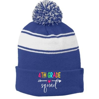 4th Grade Squad Back To School Team Teacher Student Stripe Pom Pom Beanie