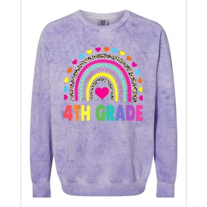 4th Grade Teacher Leopard Rainbow Back To School Girl Boy Colorblast Crewneck Sweatshirt