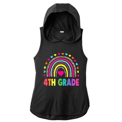 4th Grade Teacher Leopard Rainbow Back To School Girl Boy Ladies PosiCharge Tri-Blend Wicking Draft Hoodie Tank