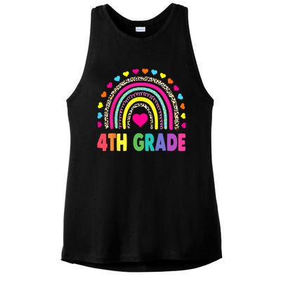 4th Grade Teacher Leopard Rainbow Back To School Girl Boy Ladies PosiCharge Tri-Blend Wicking Tank