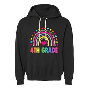 4th Grade Teacher Leopard Rainbow Back To School Girl Boy Garment-Dyed Fleece Hoodie