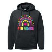 4th Grade Teacher Leopard Rainbow Back To School Girl Boy Performance Fleece Hoodie