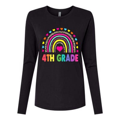 4th Grade Teacher Leopard Rainbow Back To School Girl Boy Womens Cotton Relaxed Long Sleeve T-Shirt