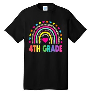 4th Grade Teacher Leopard Rainbow Back To School Girl Boy Tall T-Shirt