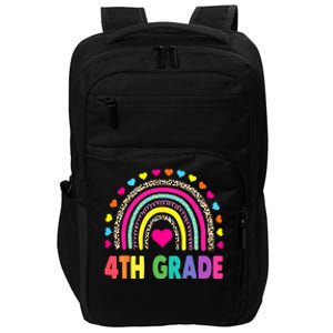 4th Grade Teacher Leopard Rainbow Back To School Girl Boy Impact Tech Backpack