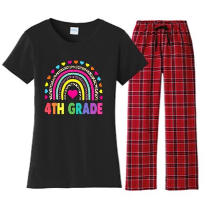 4th Grade Teacher Leopard Rainbow Back To School Girl Boy Women's Flannel Pajama Set