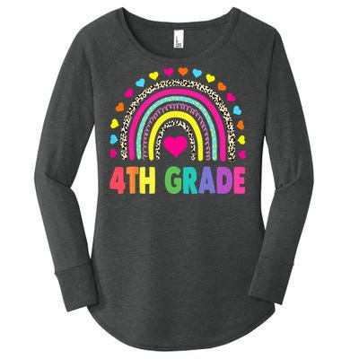 4th Grade Teacher Leopard Rainbow Back To School Girl Boy Women's Perfect Tri Tunic Long Sleeve Shirt