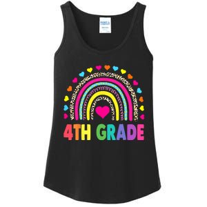 4th Grade Teacher Leopard Rainbow Back To School Girl Boy Ladies Essential Tank