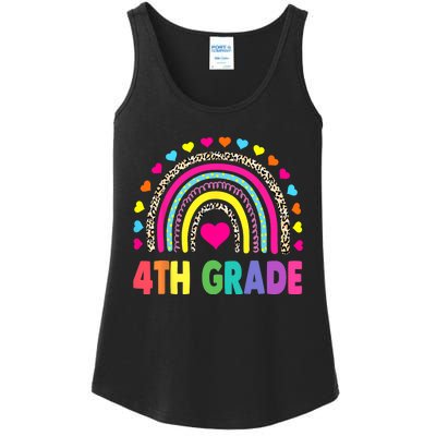 4th Grade Teacher Leopard Rainbow Back To School Girl Boy Ladies Essential Tank